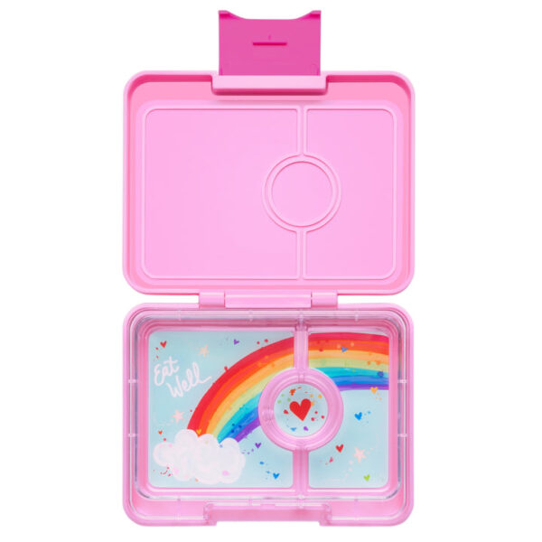 Φαγητοδοχείο Yumbox SNACK με 3 χωρίσματα – Power Pink – Ουράνιο Τόξο