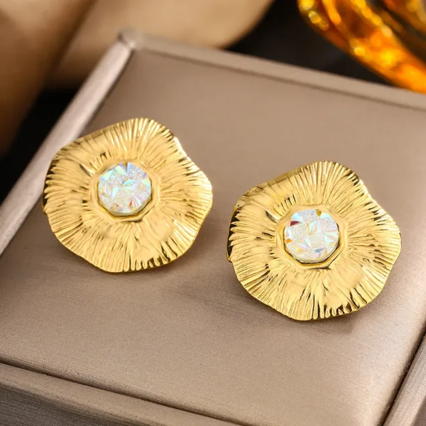 DIAMOND MAGIC FLOWER STEEL EARRINGS
