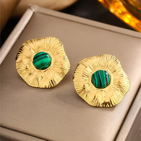 TURQUOISE MAGIC FLOWER STEEL EARRINGS