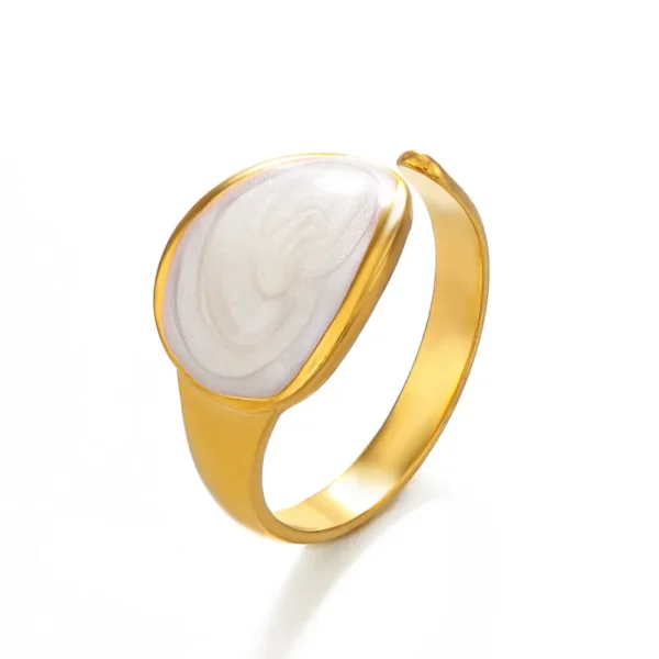 WHITE ENAMEL RING